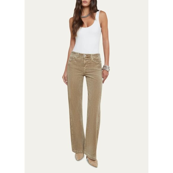 NEW L’AGENCE Scottie Corduroy Wide Leg Jeans Barrel Beige Size 28 - Picture 2 of 11